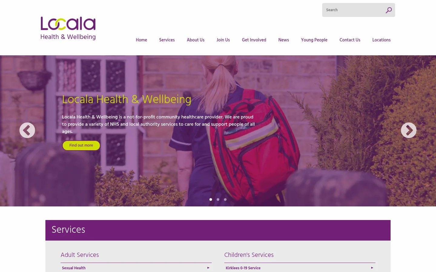 Locala Health & Wellbeing website screenshot